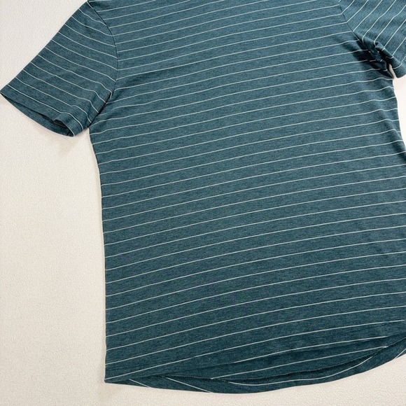 Lululemon 5 Year Basic T-Shirt Men's M* Green Stripe Stretch Logo Crew‎ *HOLES - Picture 5 of 13
